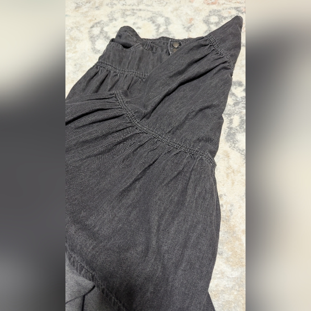 Vintage 80s 90s Denim Black Tiered Skirt - Picture 6 of 6